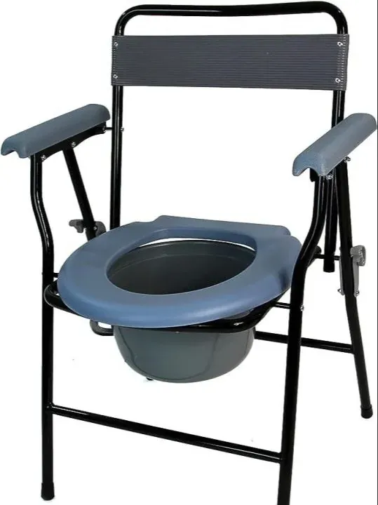 Portable Folding Anti-Skid Commode Chair with Arm Rest & Pot – Patient Toilet Chair for Elderly & Handicap Use