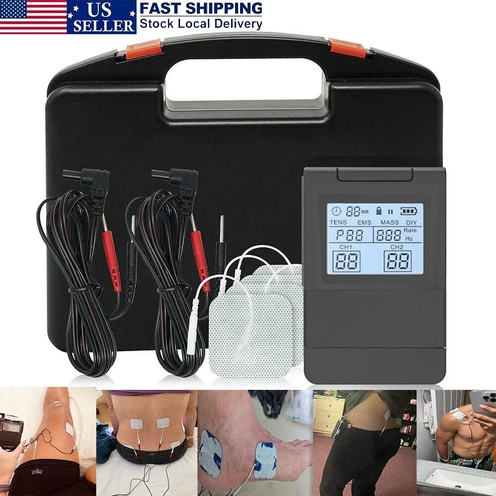 Tens Machine  Unit Muscle Stimulator, Back Pain Relief, 4 Electrodes/Unit Pads, Period Pain Simulator, Muscle Recovery & Growth, Stim Machine, Electrotherapy, TENS Machine