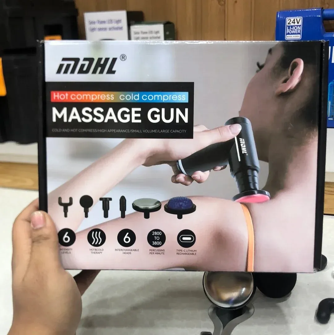 MDHL Hot & Cold Therapy Massage Gun | 6-Speed Deep Tissue Muscle Massager with Digital Display, Touch Control & 6 Massage Heads
