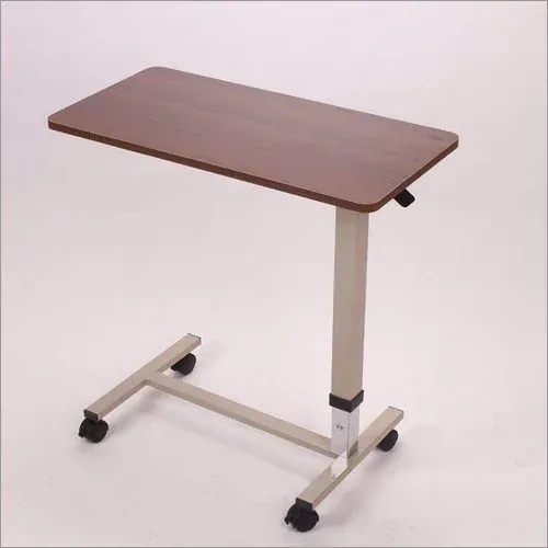 Adjustable Hydraulic Overbed Table with Wooden Top | Hospital & Home Care Table food table 